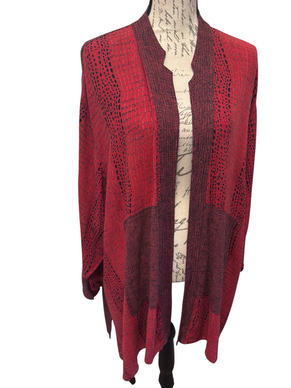 Boho Red Patterned Women's Cardigan Jacket